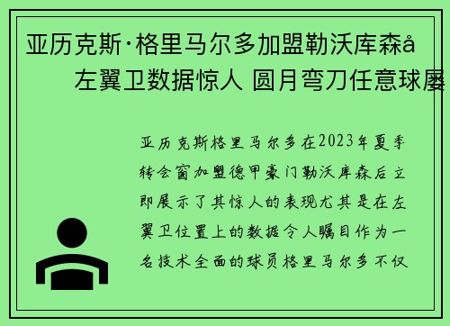 亚历克斯·格里马尔多加盟勒沃库森后左翼卫数据惊人 圆月弯刀任意球屡次救主